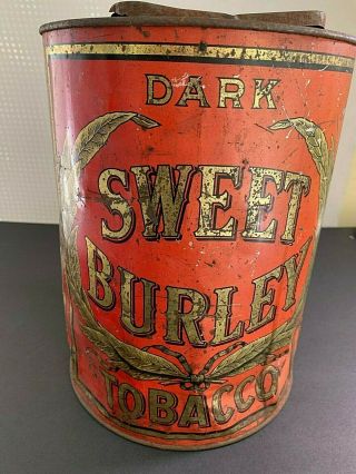 Large Vintage Dark Sweet Burley Tobacco Tin Store Display Spaulding & Merrick