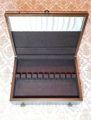 Vtg Oneida Sterling Silverplate Flatware Wooden Wood Storage Chest Case Box 12