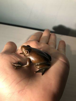 Detailed 19th C Japanese Meiji Bronze Frog
