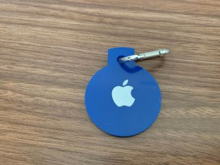 Rare Apple Computer Inc Employee Promo Logo Blue Carabiner Clip Key Fob