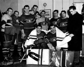 Maurice Richard,  Toe Blake,  Elmer Lach,  Buch Buchar Montreal Canadiens 8x10 Photo
