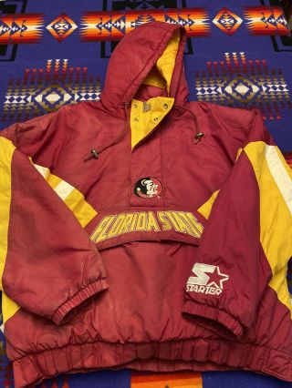 Vtg 90s Starter Florida State Seminoles Fsu Pullover Jacket Xl