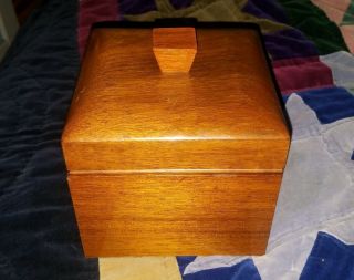 Vtg Dunhill Cigar Humidor Square Exotic Wood Teak? Approx 6 " Milk Glass Lined