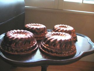 Vintage Set of 4 individual Copper Molds Tin Lined 2