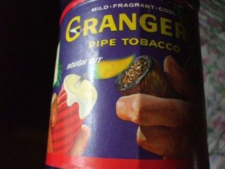 Vintage Granger Pipe Tobacco Tin Rough Cut With Xmas Label Great Cond.