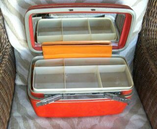 Vintage 1970s Samsonite Silhouette Orange Train Case Hard Luggage
