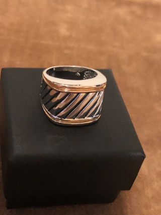 Vintage Sterling Silver & Gold Band Ring Size 6