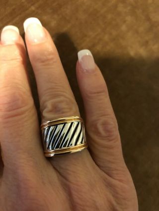 Vintage Sterling Silver & Gold Band Ring Size 6 3