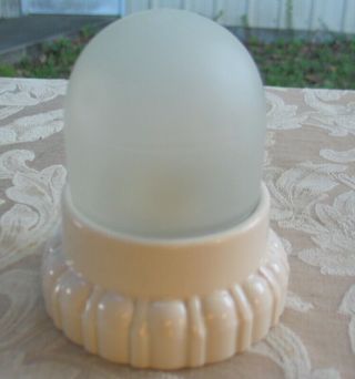 Vintage Art Deco Porcelier Porcelain Light Fixture & Screw In Dome Shade