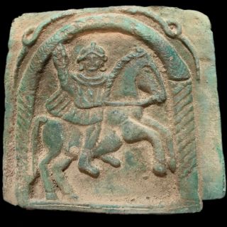 Roman Ancient Bronze Horse And Rider Plaque - 200 - 400 Ad (1)