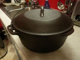 Vintage Griswold Wagner Ware Cast Iron 5 Qt Dutch Oven With Lid -