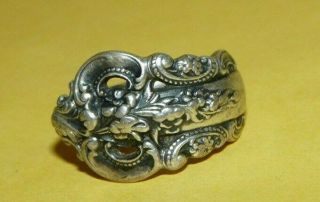 Vtg Antique Signed " Wallace " Sterling Silver " Grand Baroque " Spoon Ring Size 5