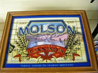 Vintage Molson Beer Ale Imported From Canada Sign Mirror With Geese 16 X 20