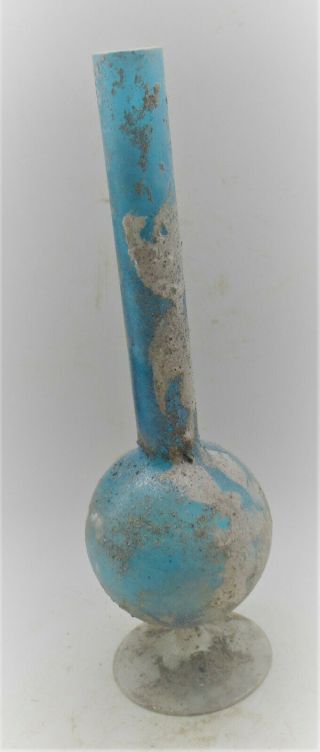 Ancient Roman Aqua Blue Glass Iridescent Large Urgentarium 200 - 300ad