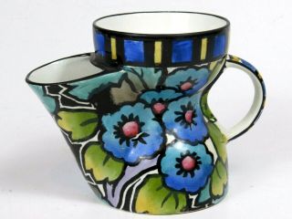 Antique Grimwades Shaving Mug Art Pottery Rare Piece Flower Floral Blue Art Deco