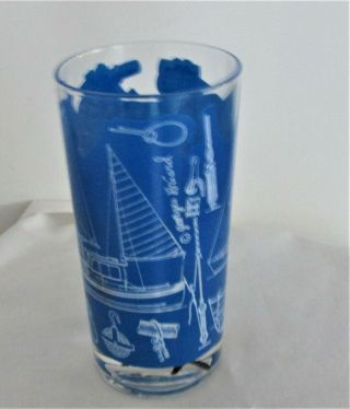 Vintage Georges Briard Signed Nautical Sail Boat Drinking Glass