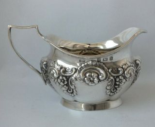 Pretty Antique Embossed Solid Sterling Silver Cream Jug 1905/ L 10.  8 Cm/ 69 G