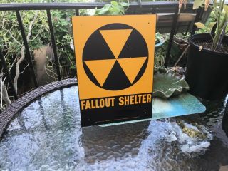 Vintage Sign Fallout Shelter 14x10” Great Metal Sign