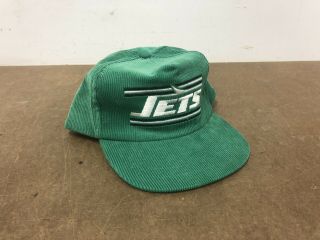 Vintage York Jets Snapback Hat Green Corduroy Cap Nfl Football Drew Pearson