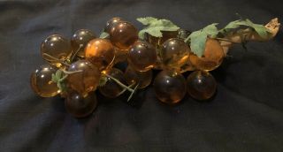 Vintage Mid Century Modern Acrylic Glass Lucite Grape Cluster Orange Color Retro