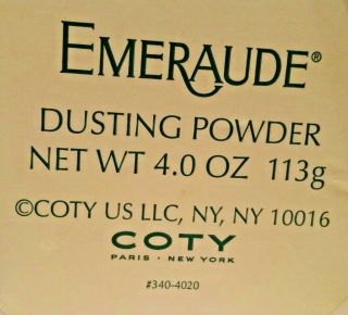 Vintage Coty EMERAUDE 1.  2 oz.  splash cologne & 4 oz.  dusting Powder ALMOST FULL 2
