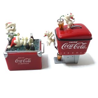Vintage Enesco Coca Cola Christmas Ornaments Mouse Cooler