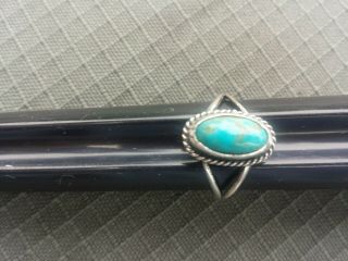 Vintage Silver And Turquoise Ring,  Size 5.  5.