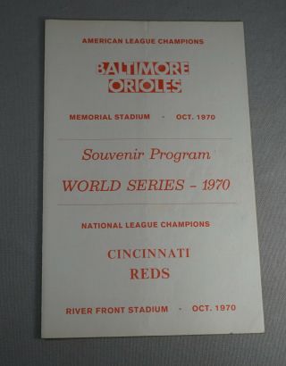 1970 Baltimore Orioles Cincinnati Reds World Series Baseball Stadium Scorecard