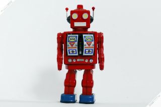 Horikawa Metal House Nomura Star Strider Robot Red Tin Japan Vintage Space Toy