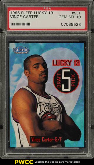 1998 Fleer Lucky 13 Vince Carter Rookie Rc 5 Psa 10 Gem (pwcc)
