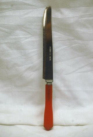 Old Vintage Art Deco Orange Bakelite Handled Knife Flatware W Ss Blade