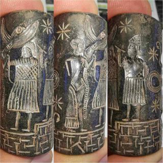 Antique Sassanian King Rare Hunting Stone Ciyleinder Seal Bead 54