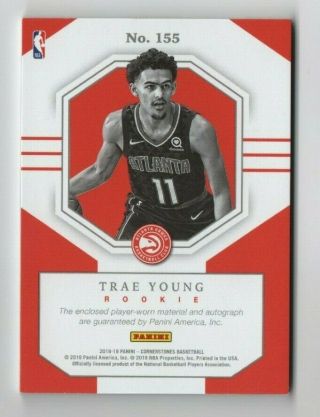 Trae Young 2018 - 19 Panini Cornerstones RC Patch Rookie Auto Autograph /199 2