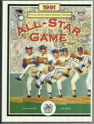 1991 Major League Baseball Official All - Star Game Program Toronto Blue Jays