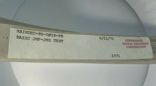 1971 DEC PDP - 8 PAPERTAPE PROGRAM MAINDEC BASIC JMP - JMS 2