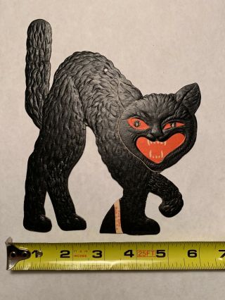 Vintage Embossed Black Cat Halloween Luhrs Die Cut With Easel No Rsv