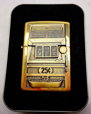 Unfired Brass Zippo Lighter Slot Machine Xv Cigarette 25 Cent -
