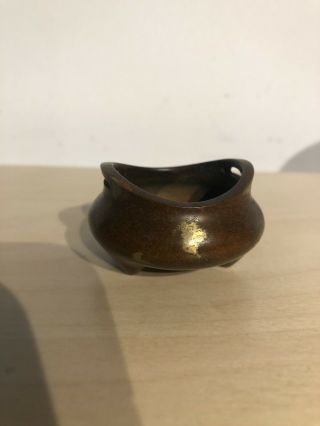 A Chinese Bronze Gold Splash Tripod Censer 3