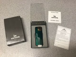 Im Corona Pipe Lighter Box Instructions Rare Metallic Green Storage Wear