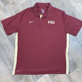 Nike Florida State Seminoles Fsu Garnet / Maroon & Gold Dri - Fit Polo Shirt Large