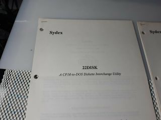 1992 SYDEX 22DISK CP/M to DOS Utility & 1990 22NICE CP/M Emulator 2 Manuals ONLY 2