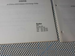1992 SYDEX 22DISK CP/M to DOS Utility & 1990 22NICE CP/M Emulator 2 Manuals ONLY 3