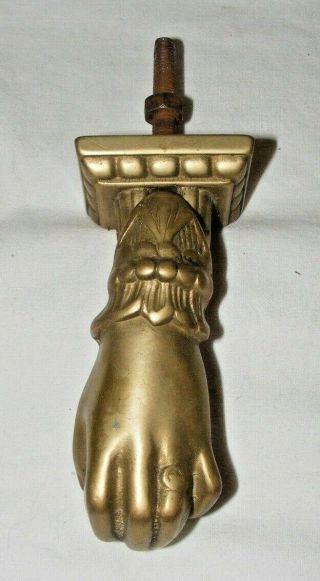 Antique Brass Hand Door Knocker Solid Brass Ring On Finger Hand Holding A Ball
