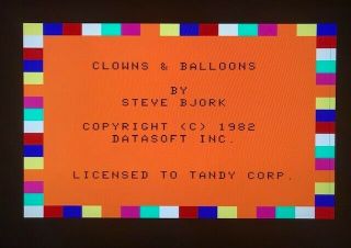 Radio Shack TRS - 80 Color Computer Clowns & Balloons - Tandy cartridge 26 - 3087 3