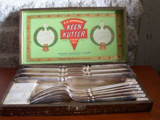 Antique Vintage E.  C.  Simmons Keen Kutter Cutlery Knife And Fork Set Of 6 Each