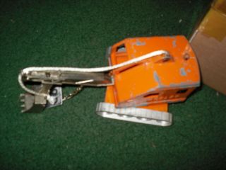 Vintage 1940s Orange Hubley Steam Shovel Crane Diecast Toy 2