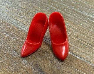Vintage Barbie - Red Closed Toe Pumps - 1600s Shoes -