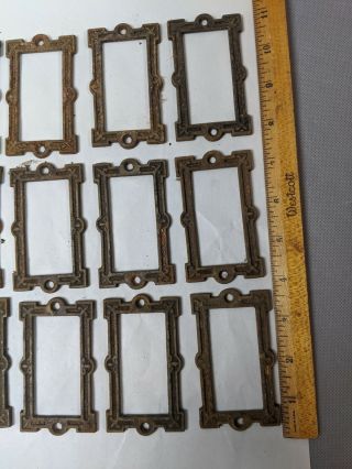 Antique Eastlake Style Victorian Cast Iron Cabinet Card Label Holders Set of 35 2