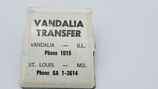 Older Vintage Vandalia Transfer Advertising Metal Paper Clip Old Phone Numbers