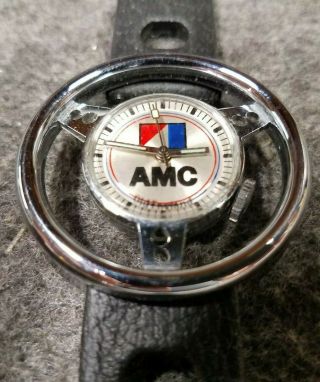 Vintage Amc American Motors Corporation Steering Wheel Watch Vg To Exc